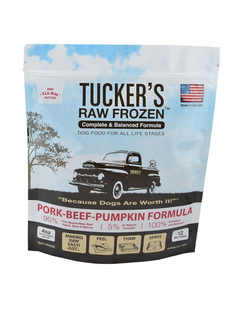 TUCKERS Frozen Raw Complete Dog Food Pork and Beef 3lb