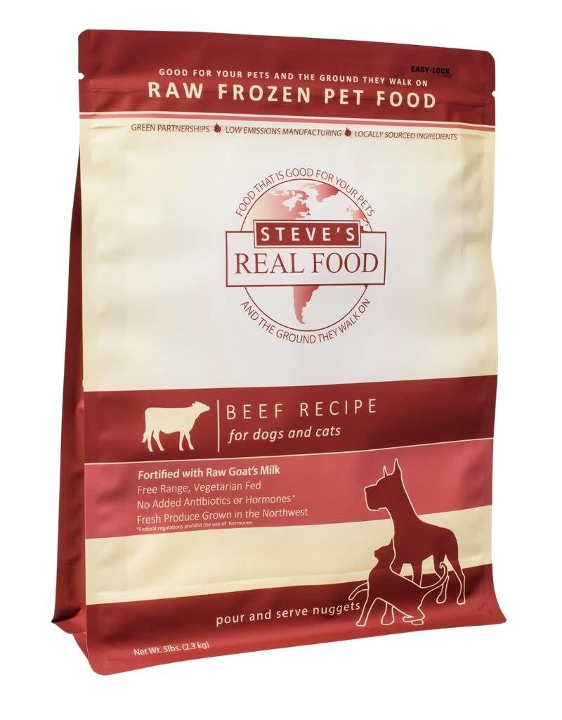 STEVES REAL FOOD Beef Frozen Nuggets Dog and Cat Food