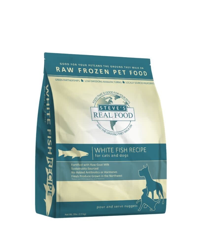 STEVES REAL FOOD White Fish Frozen Nuggets Dog and Cat Food