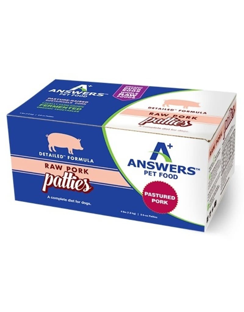 Answers Pet Food ANSWERS Frozen Raw Canine Detailed Pork 8 - 8 oz Patties