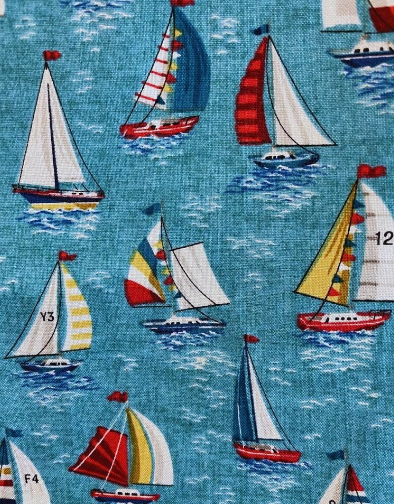 FISH & BONE FISH & BONE Bandana Teal Sailboats