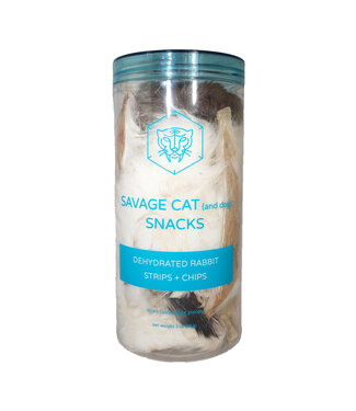 Savage Cat Dehydrated Rabbit Strips + Chips Treats Savage Cat Dehydrated Rabbit Strips + Chips Treats