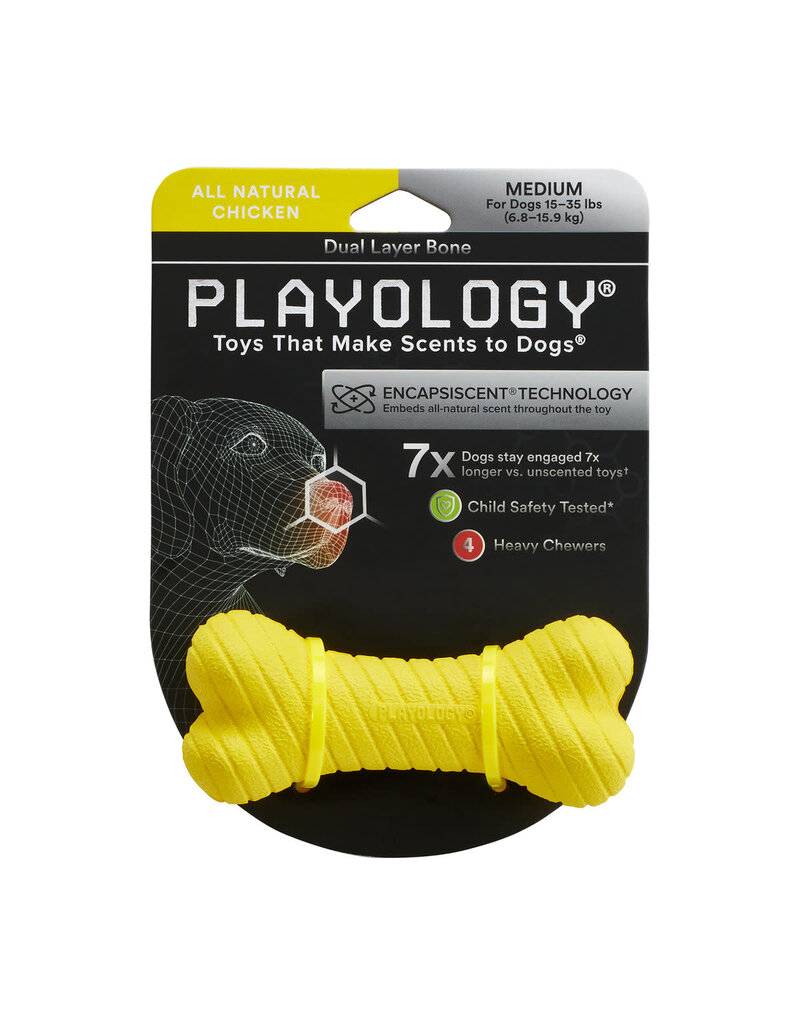 Playology PLAYOLOGY All Natural Chicken Scented Dual Layer Bone M