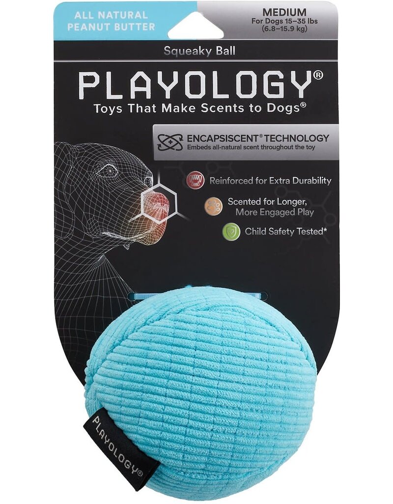 Playology ! PLAYOLOGY All Natural Peanut Butter Scented Plush Squeaky Ball