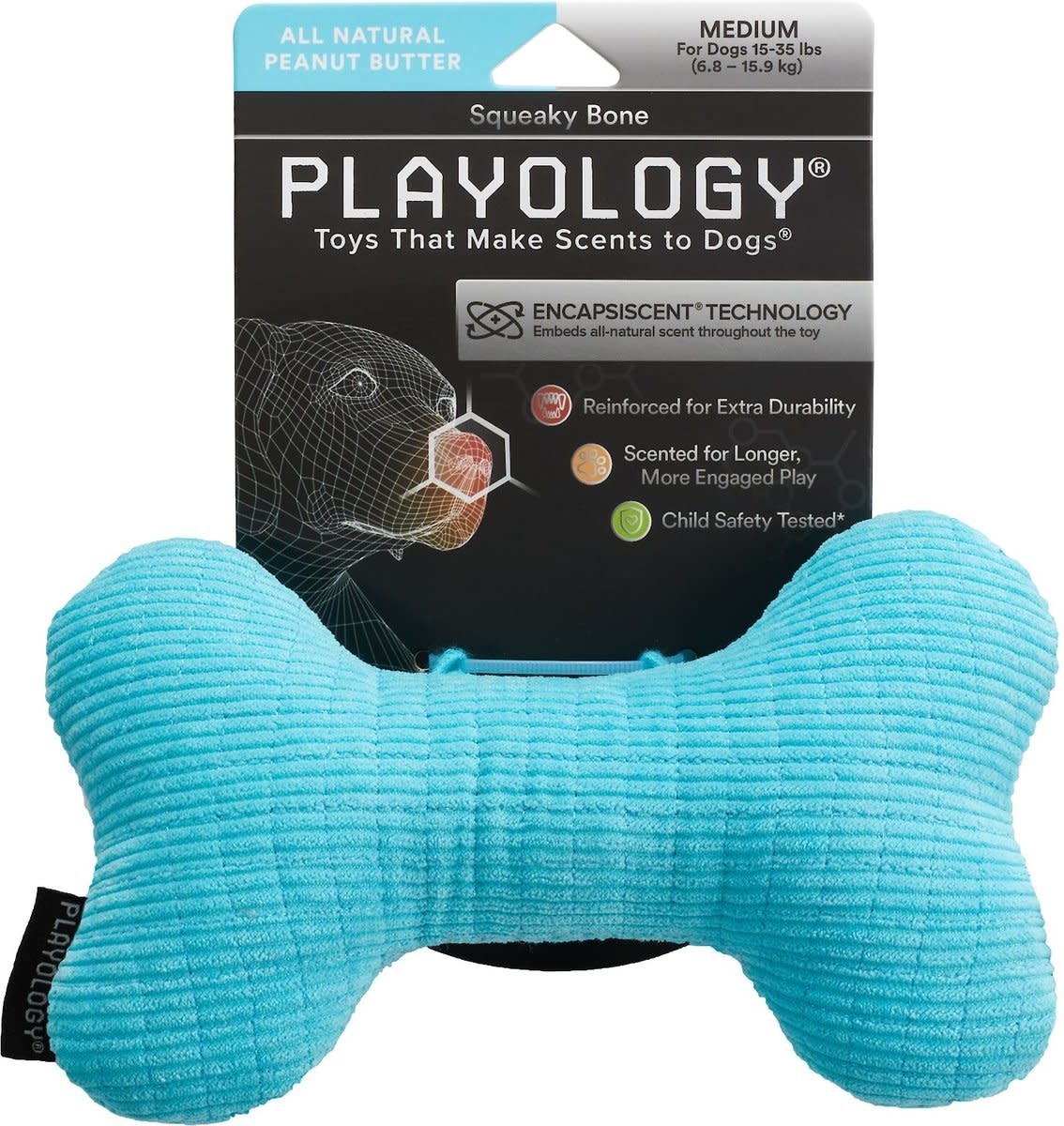 Playology Dri-Tech Dental Rope Peanut Butter Scented Dog Toy - Medium