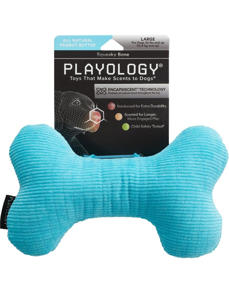 Playology PLAYOLOGY All Natural Peanut Butter Scented Plush Squeaky Bone