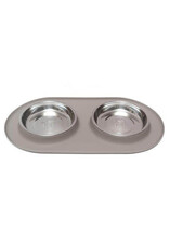 Messy Mutts MESSY MUTTS Double Cat Bowl Grey