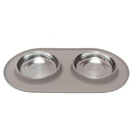 Messy Mutts MESSY MUTTS Double Cat Bowl Grey