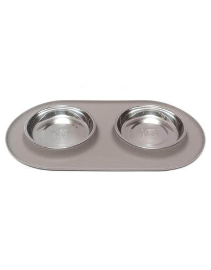 Messy Mutts MESSY MUTTS Double Cat Bowl Grey