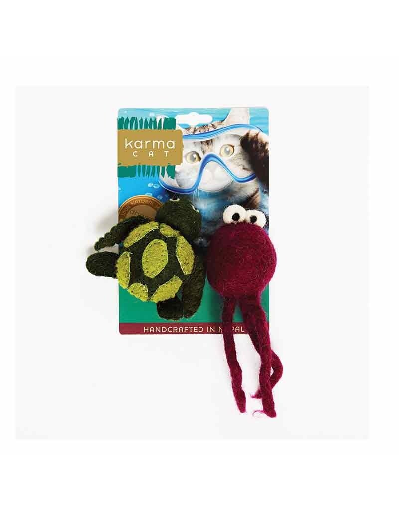 KARMA CAT KARMA CAT 2-pack Turtle & Jellyfish Felt Cat Toys