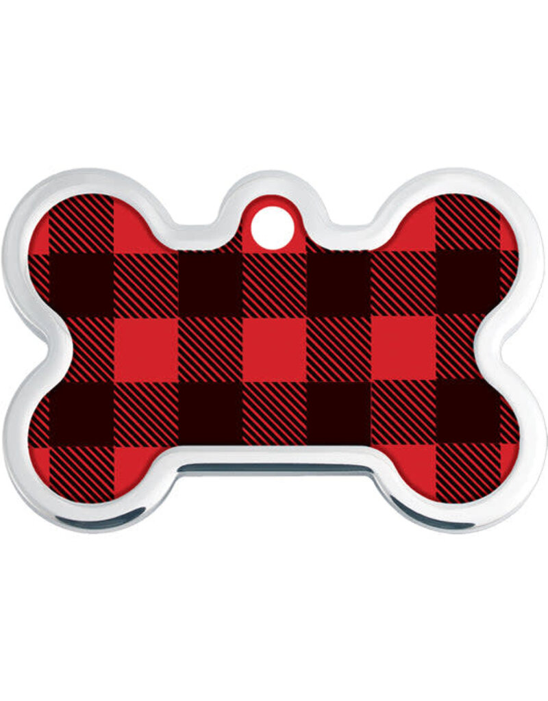 Quick-Tag Tag Buffalo Check Red & Black Bone