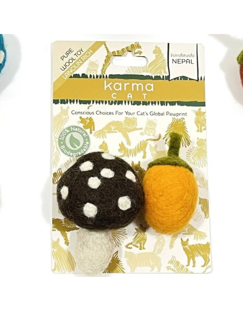 KARMA CAT KARMA CAT 2-pack Mushroom and Acorn Felt Cat Toys