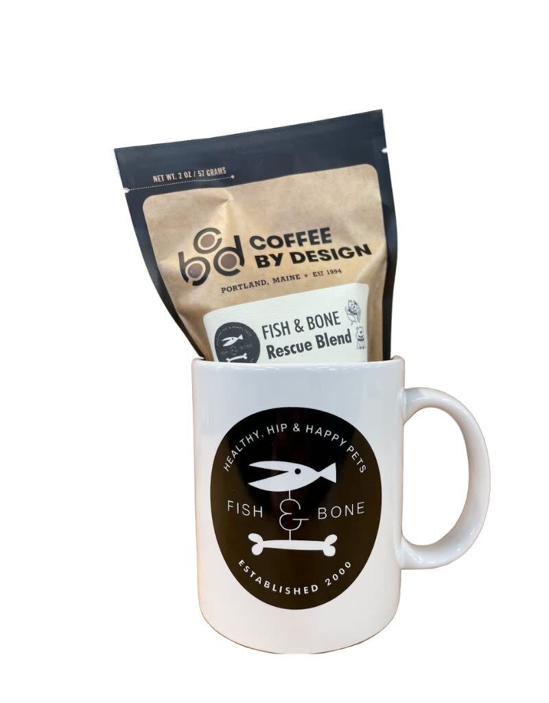 FISH & BONE FISH & BONE Ceramic Logo Mug White + Rescue Blend Coffee