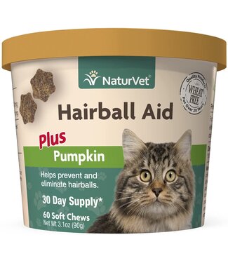 NATURVET Hairball Aid Soft Chew Plus Pumpkin for Cats 60ct