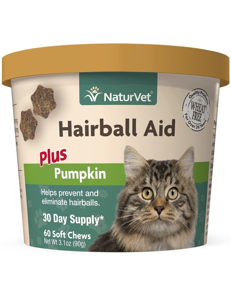 NATURVET Hairball Aid Soft Chew Plus Pumpkin for Cats 60ct