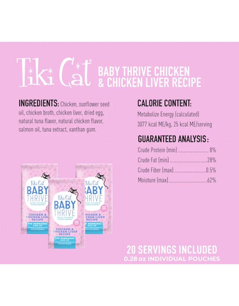 Tiki Pets TIKI CAT Kitten Thrive Chicken and Chicken Liver 0.28OZ 20PK