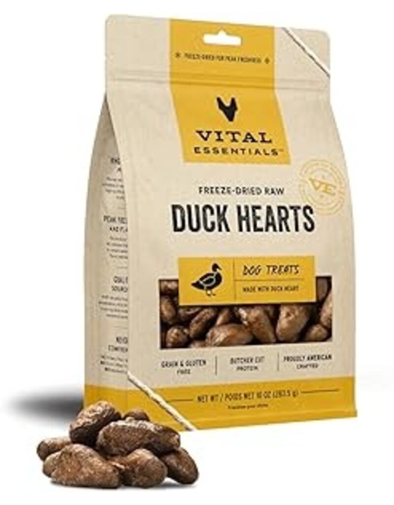 Vital Essentials VITAL ESSENTIALS Dog Treat Freezedried Duck Hearts 10oz