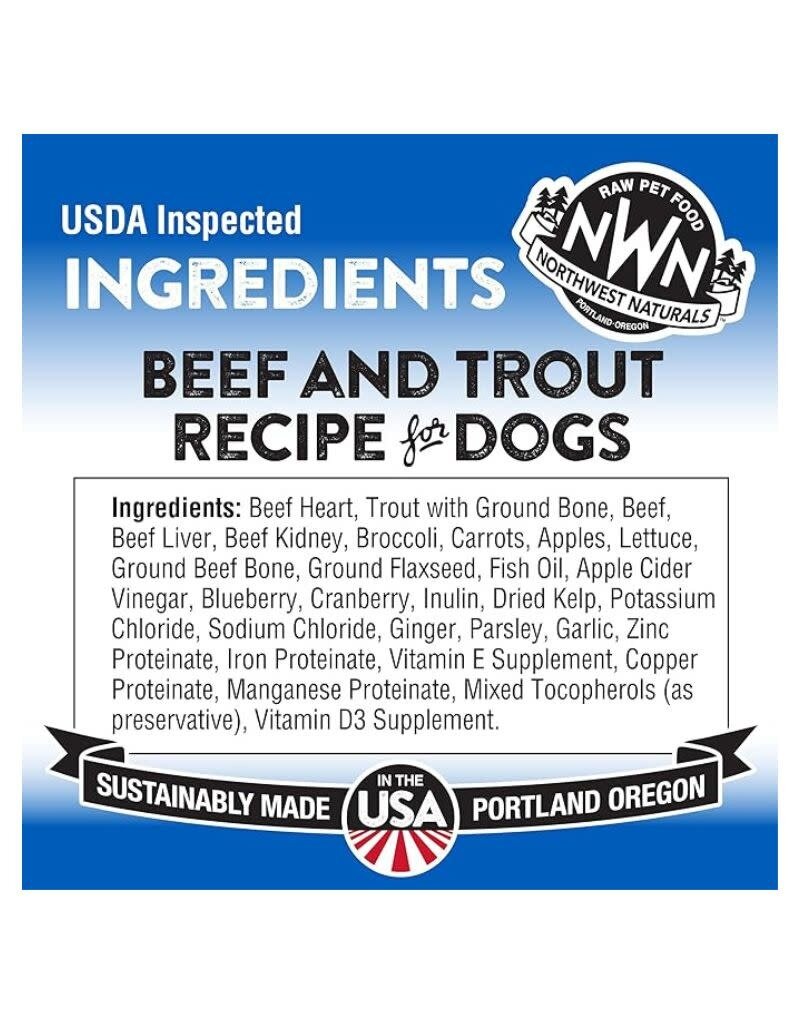 Northwest Naturals NORTHWEST NATURALS Frozen Raw Beef and Trout Dog Food 15LB Nuggets