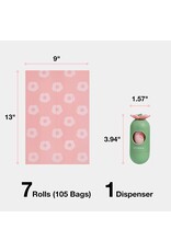 VETRESKA VETRESKA Flora Poop Bag Dispenser with 7 Floral Scented Rolls of Bags