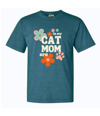 FISH & BONE FISH & BONE Cat Mom Era T-shirt Blue Spruce