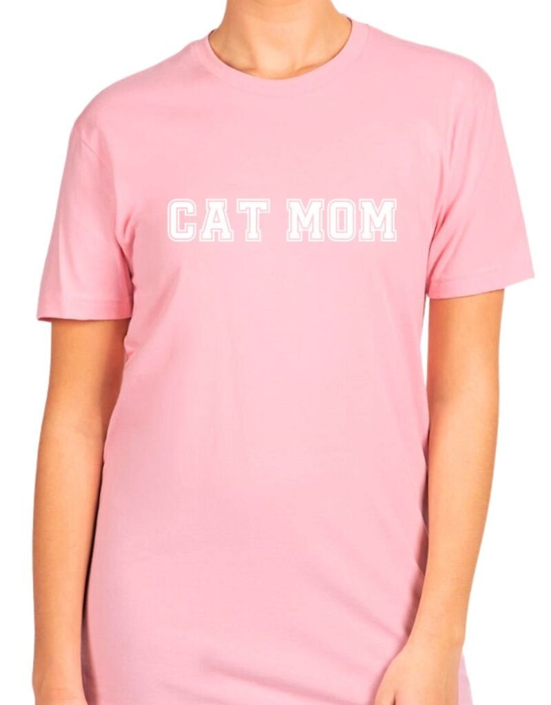 FISH & BONE FISH & BONE Varsity Cat Mom T-shirt Light Pink