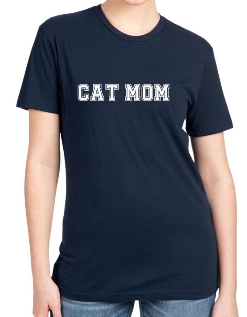 FISH & BONE FISH & BONE Varsity Cat Mom T-shirt Midnight Navy