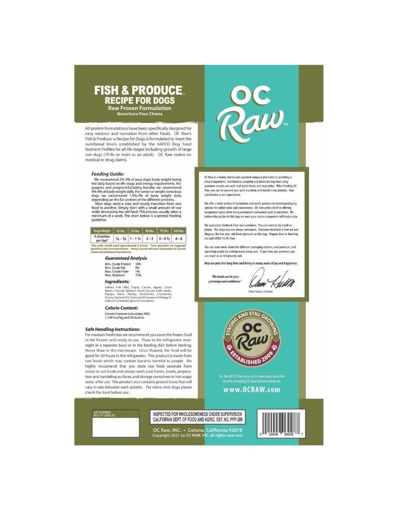 OC Raw OC RAW Frozen Dog Fish & Produce Recipe 6LB