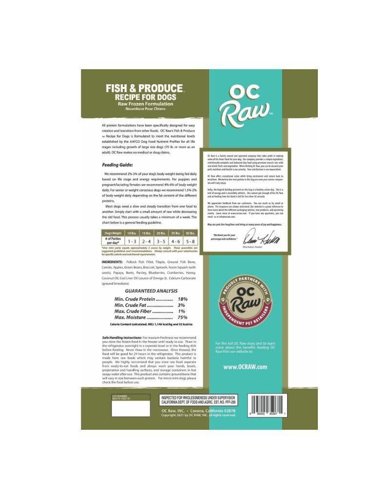 OC Raw OC RAW Frozen Dog Fish & Produce Recipe 4LB