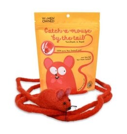 CAT IN THE BOX Wool Mouse Cat Toy 6 Foot Tail Red