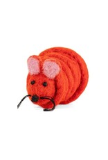 CAT IN THE BOX Wool Mouse Cat Toy 6 Foot Tail Red