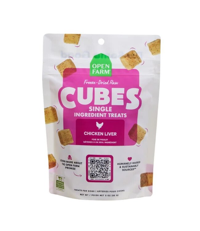 OPEN FARM Dog Freeze-Dried Treat Cubes Chicken Liver 3OZ