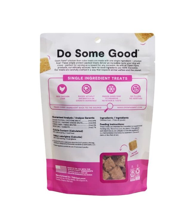 OPEN FARM Dog Freeze-Dried Treat Cubes Chicken Liver 3OZ