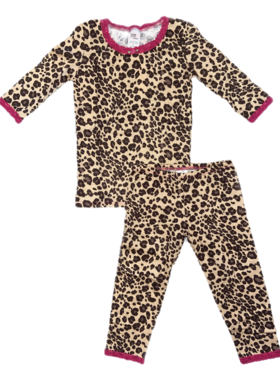 Esme Esme Shimmer Leopard 3/4 Sleeve Top/Legging