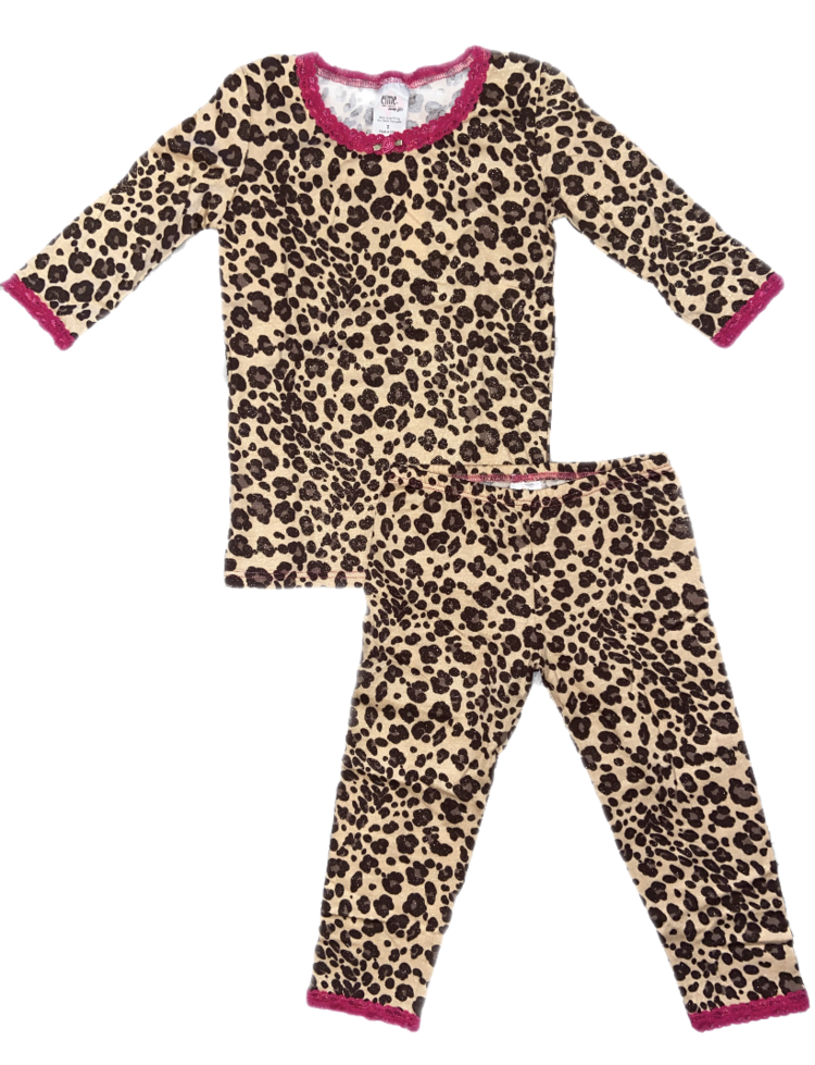 Esme Esme Shimmer Leopard 3/4 Sleeve Top/Legging