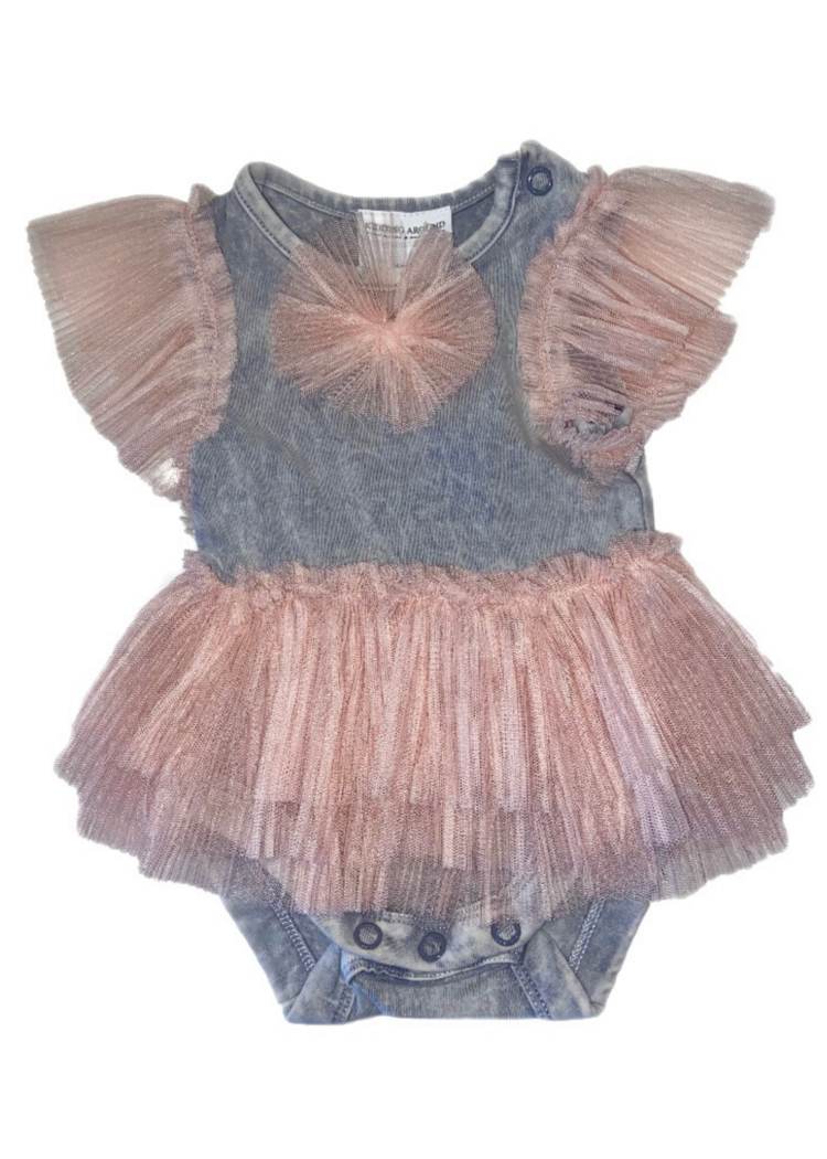 Kidding Pleated Tulle Dress Romper