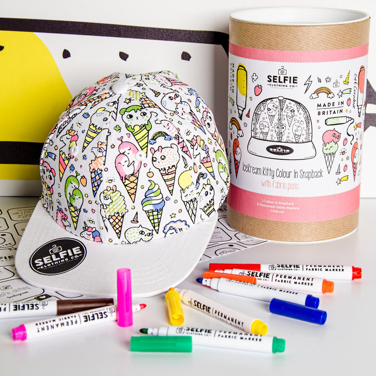 SELFIE Ice Cream Kitty Coloring Cap