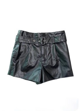 Hannah Banana Faux Leather Shorts w/ Belt