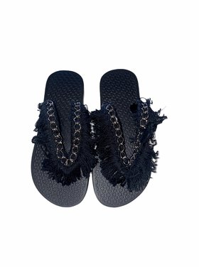 Planet Sea Fringe Chain Flip Flops