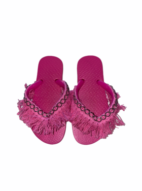 Planet Sea Fringe Chain Flip Flops