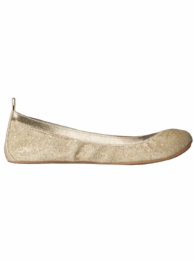 Yosi Samra Gold Glitter Ballet Flats