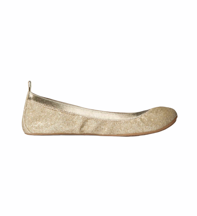 Yosi Samra Gold Glitter Ballet Flats