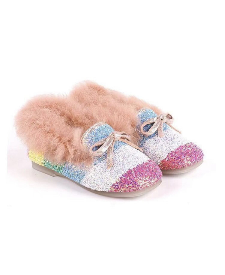 Lola and the Boys Lola Glitter Faux Fur Stripe Loafer