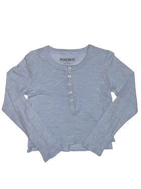 Katie J NYC Katie J Fearless Cropped LS Henley Tee