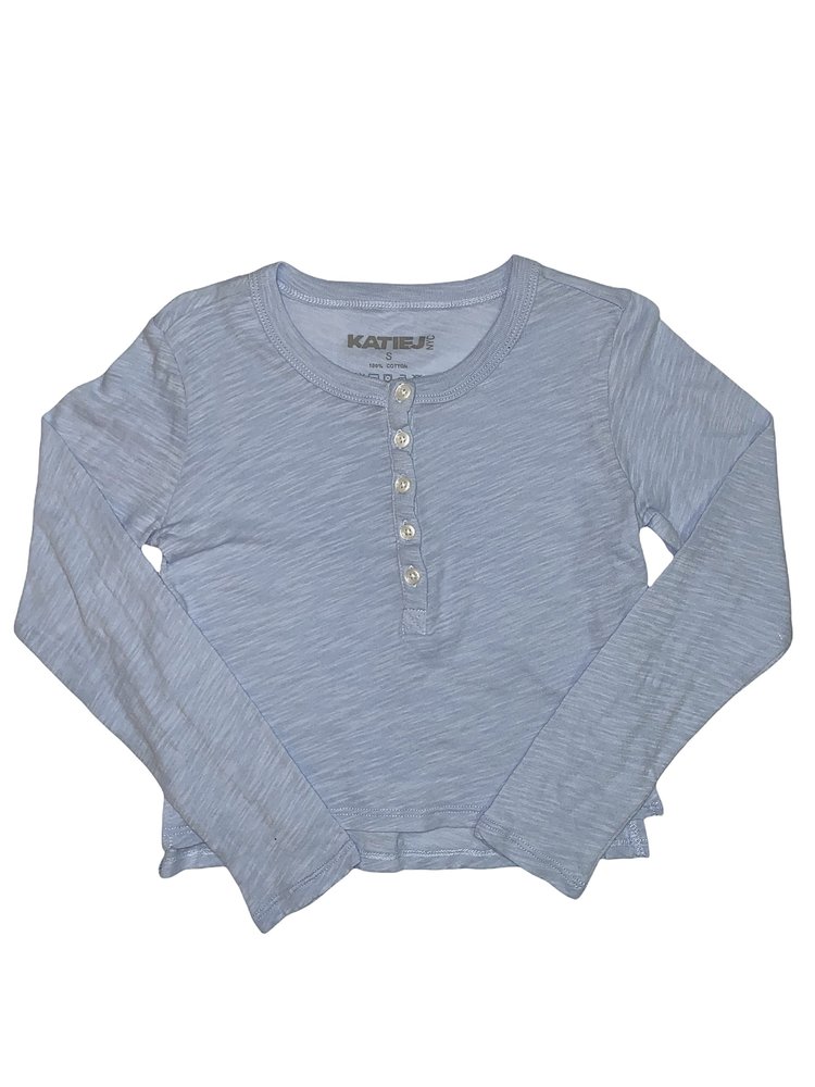 Katie J NYC Katie J Fearless Cropped LS Henley Tee