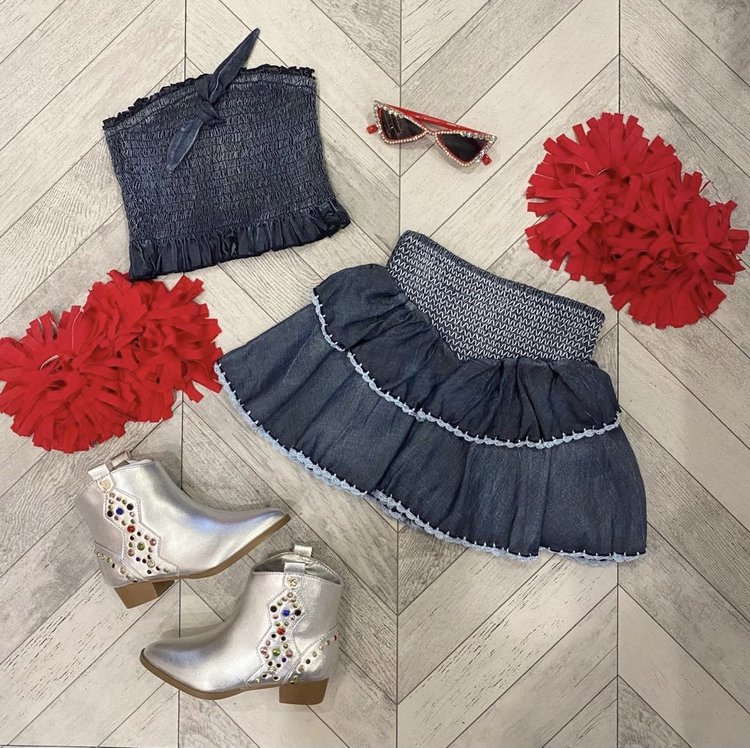 Flowers by Zoe FBZ Denim Strapless Smock Top