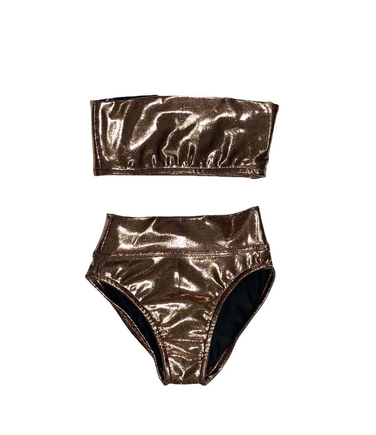 Les Tout Petits LTP High Waist Metallic Bandeau Bikini