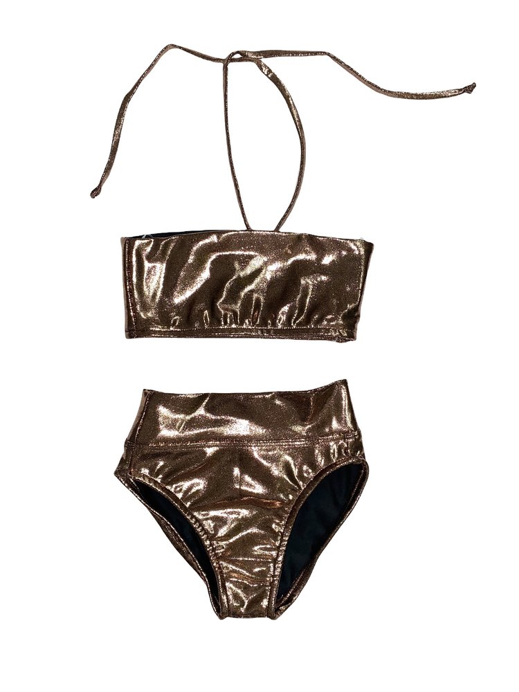 Les Tout Petits LTP High Waist Metallic Bandeau Bikini
