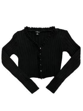 Flowers by Zoe Long Sleeve Ruffle  Ribbed Cardigan