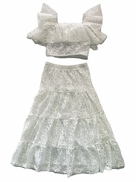 Les Tout Petits Lace Ruffle Maxi Skirt Set