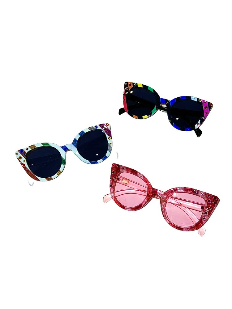 Bari Lynn Bari Lynn Crystal Striped Sunglasses